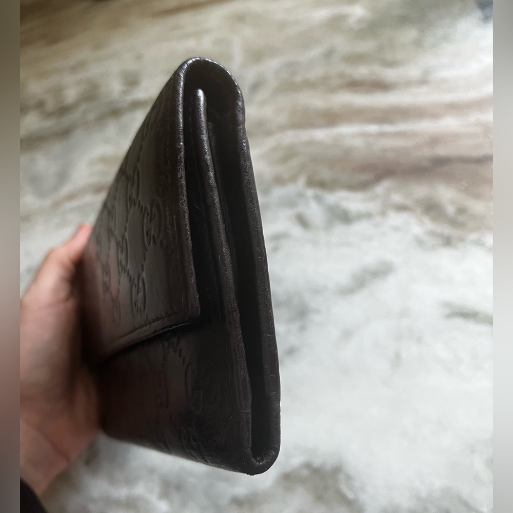 Gucci Signature Guccissima black/brown Clutch Fold Over Long Wallet Leather - Picture 3 of 7